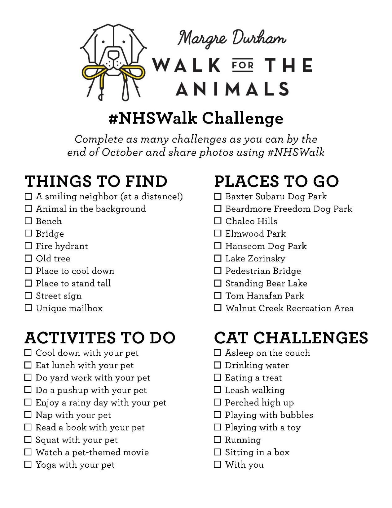 Walk for the Animals challenges